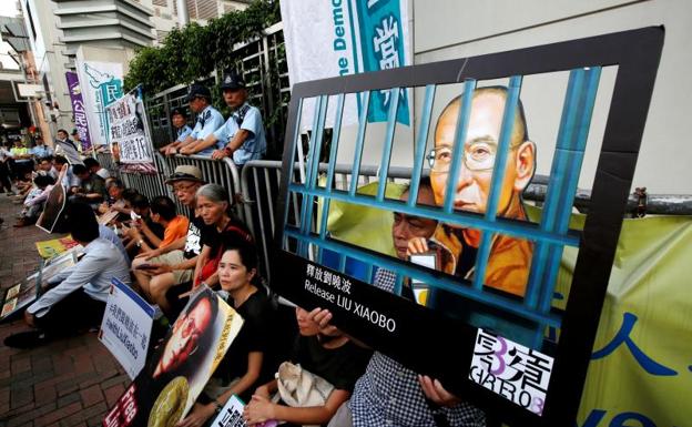 Manifestación en favor de Liu Xiaobo.