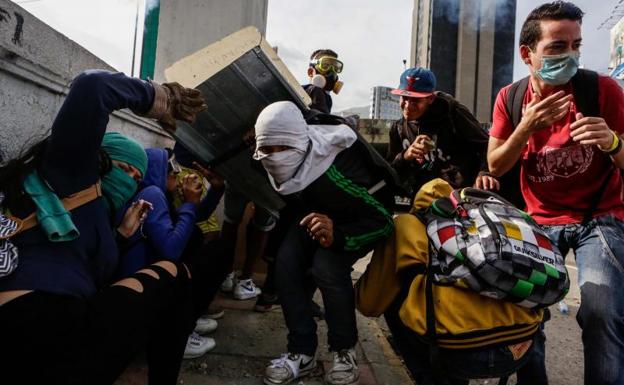 Manifestantes en Caracas.