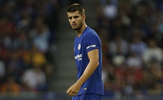 Morata, en su debut con la camiseta del Chelsea. 