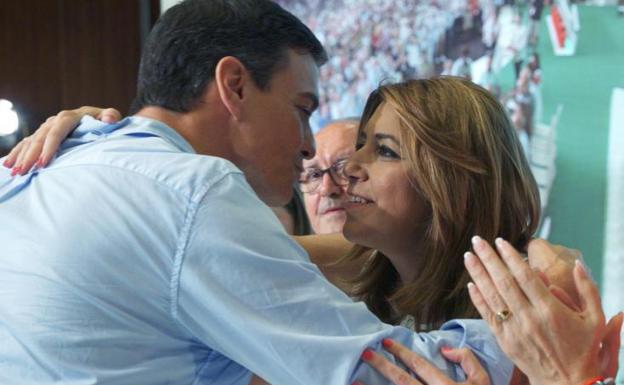 Pedro Sánchez y Susana Díaz, hoy en Sevilla.