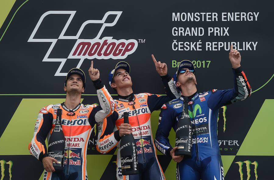 Dani Pedrosa, Marc Márquez y Maverick Viñales.