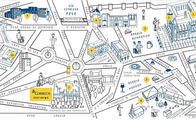 Mapa que entrega Correos a los peregrinos.