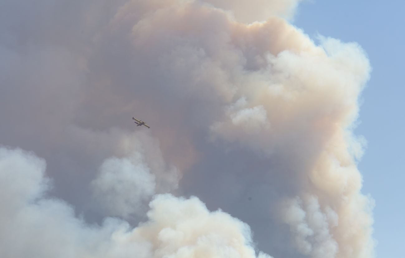 El fuego afecta principalmente a una zona de matorral, pero es una zona escarpada y de acceso complicado que dificulta las labores de extinción | El fuego, de carácter intencionado y que se localizó en Losadilla, localidad perteneciente a Encinedo, está fuera de control