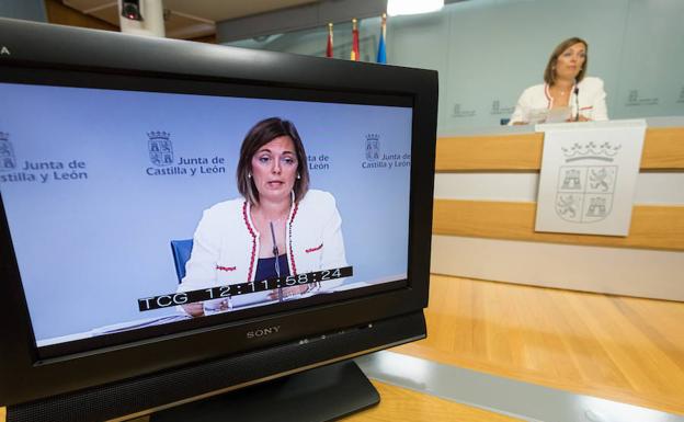 La consejera de Agricultura y Ganadería y portavoz de la Junta de Castilla y León, Milagros Marcos, comparece en la rueda de prensa posterior al Consejo de Gobierno. 