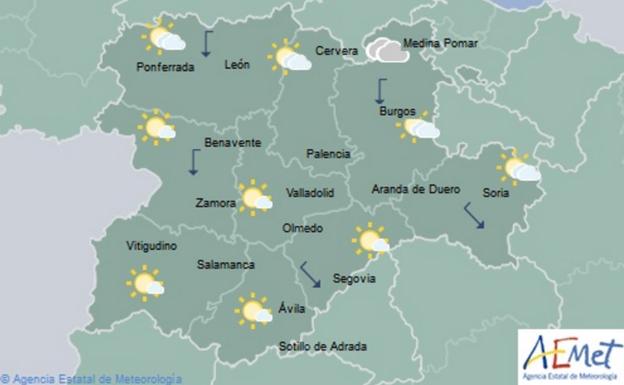 Cielo nuboso y posibilidad de lluvia en Castilla y León