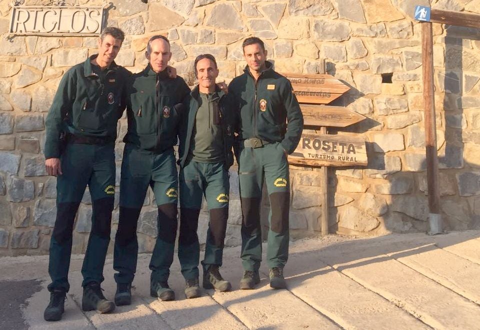 Raúl, Joaquín, Bumer y Quique, guardias civiles del Greim de Sabero durante los actos de homenaje de este cuerpo.