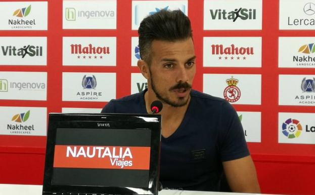 Rubén de la Barrera en la rueda de prensa previa al partido del Almería. 