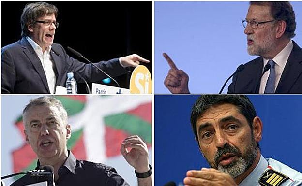 Puigdemont, Rajoy, Urkullu y Trapero.
