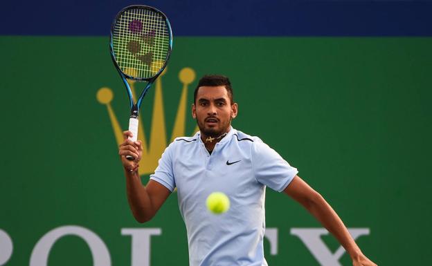 Kyrgios, durante el partido en Shanghái. 