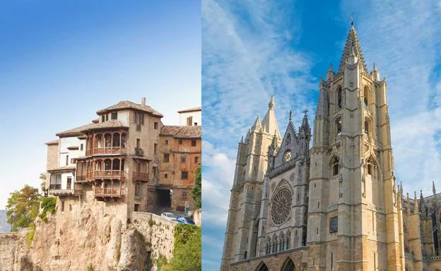 Las casas colgadas y la Catedral de León.