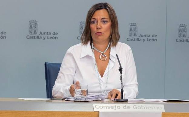 La consejera de Agricultura y portavoz de la Junta, Milagros Marcos, en la rueda de prensa del Consejo de Gobierno. 