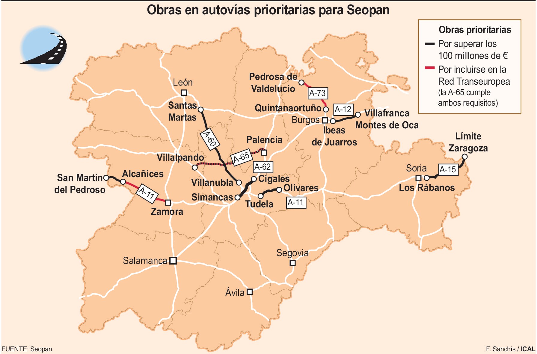 Obras en autovías prioritarias para Seopan