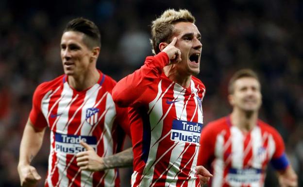 Griezmann celebra su gol ante la Roma. 