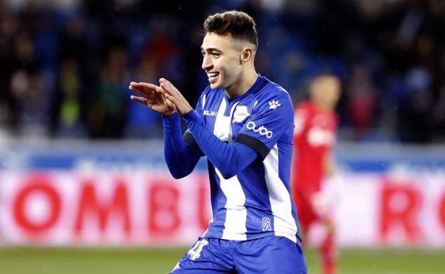 Munir celebra uno de sus goles al Getafe. 