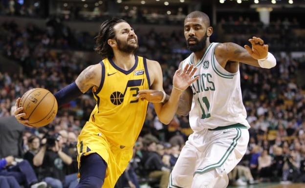 Ricky Rubio, durante el partido contra los Celtics.