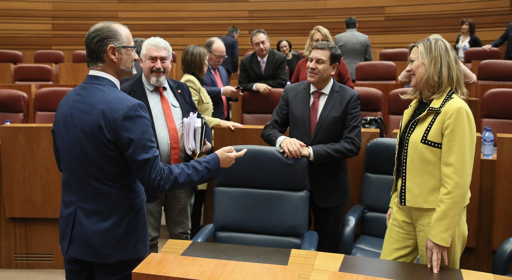 La consejera de Economía y Hacienda, Pilar del Olmo, abrió hoy la primera sesión del pleno que aprobará, previsiblemente, la Ley de Medidas y el proyecto presupuestario que contempla 10.859,2 millones de euros