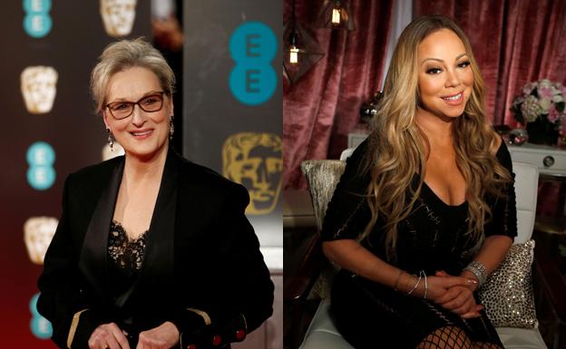 Meryl Streep (izda.) y Mariah Carey. 