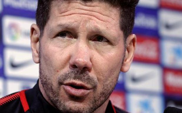 Simeone, durante la rueda de prensa