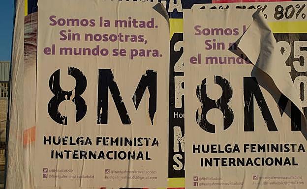 Cartel que anuncia la Huelga Feminista del 8 de marzo en Valladolid.