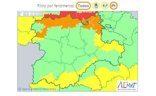 Alerta naranja por vientos de hasta 110 kilómetros por hora en Burgos, León y Palencia