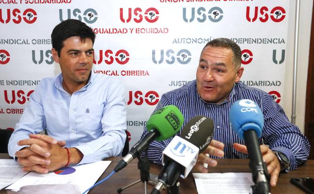 L El secretario general de la Unión Sindical Obrera, Joaquín Pérez, y el secretario autonómico, Marco Antonio Martínez. 