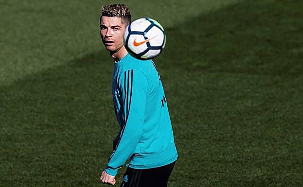 Cristiano Ronaldo, entrenando en Valdebebas. 