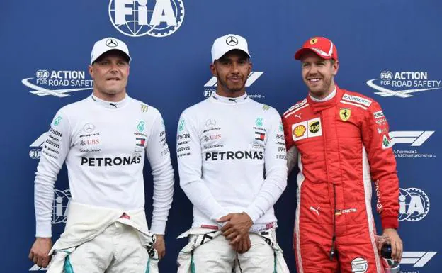 Hamilton, Bottas y Vettel en la pole