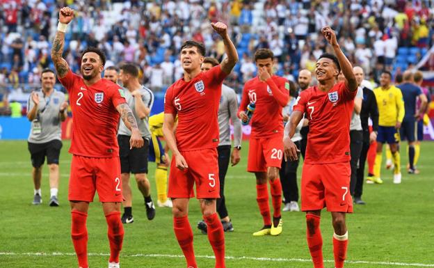 Los jugadores ingleses celebran el pase a semifinales. 