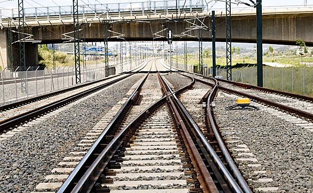 Traviesas en una línea de tren.