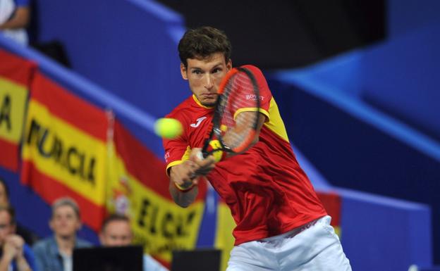 Pablo Carreño, durante el partido de la semifinal del Grupo Mundial de la Copa Davis 