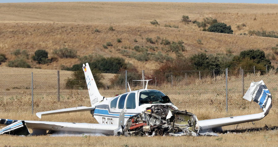 Estado en el que quedó la avioneta tras el accidente.