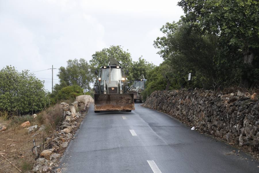 Los efectivos de la UME colaboran en las tareas de recuperación de las zonas afectadas por las inundaciones de Mallorca