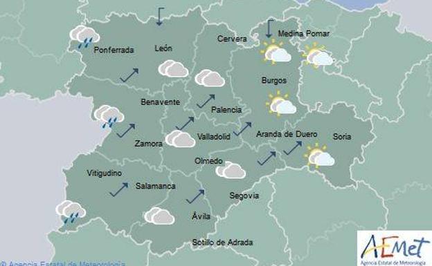 Previsión de Aemet para este miércoles en Castilla y León. 