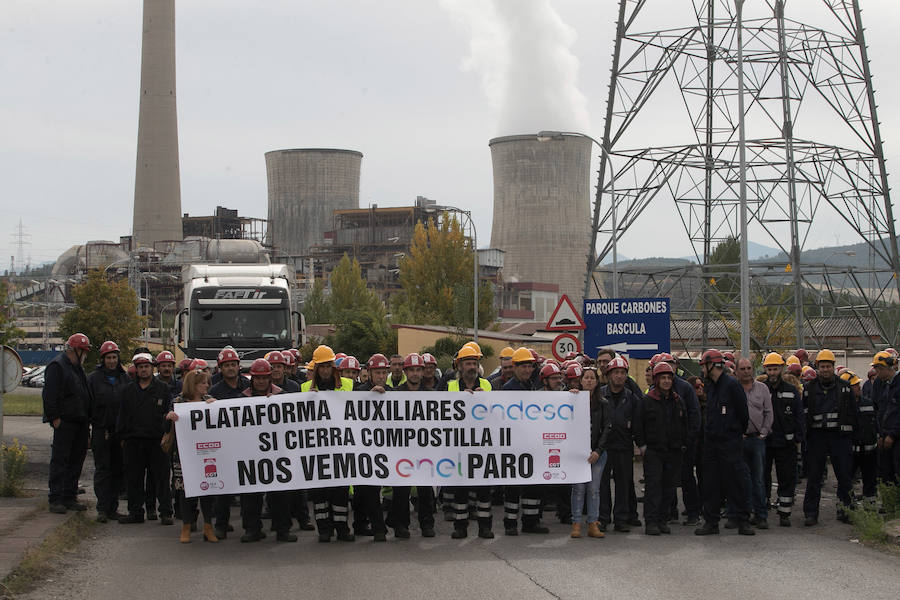 Fotos: Concentración de trabajadores de la subcontrata de Compostilla II en Cubillos del Sil