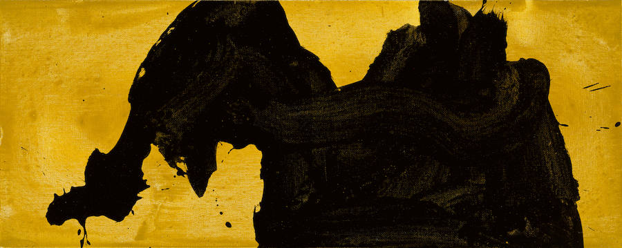 El perro de Goya, de Robert Motherwell. Acrílico sobre lienzo, 24,4 x 61 cm.