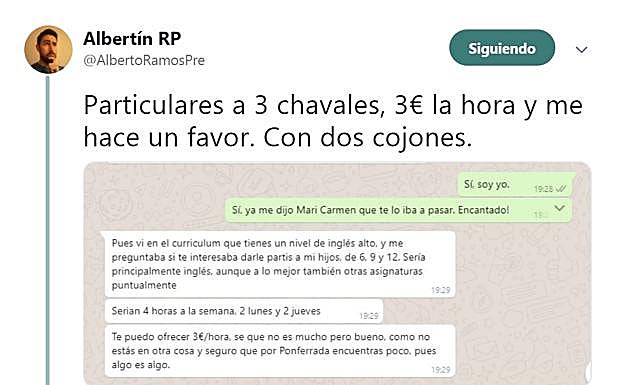 Mensaje publicado en Twitter. 