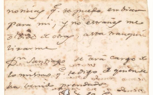 Una de las cartas de la correspondencia de Goya. 