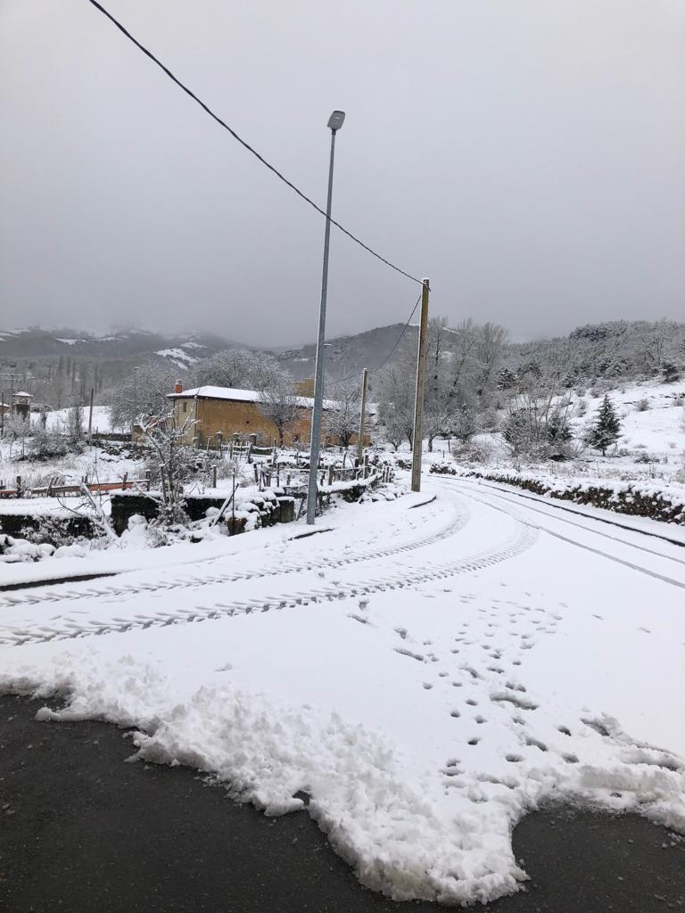 La nieve cierra dos puertos en León y Burgos, embolsa camiones en la A-52, en Sanabria, y obliga a usar cadenas en tres tramos. En las fotos, imágenes de León capital y de la provincia de León