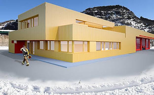 Recreación del parque de bomberos de Pola de Gordón.