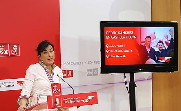 La secretaria de Organización del PSOE de Castilla y León, Ana Sánchez, informa del contenido del Comité Electoral del partido.
