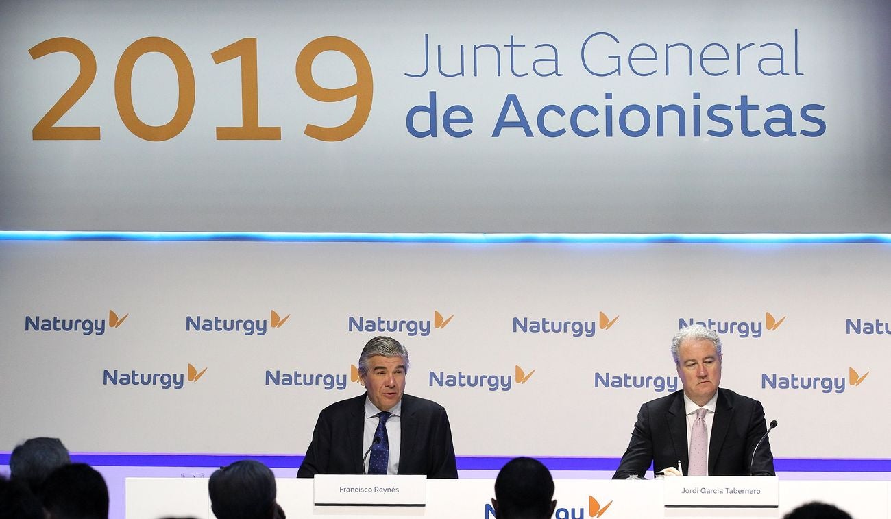 El presidente de Naturgy, Francisco Reinés, durante su comparecencia en rueda de prensa antes de comparecer en la Junta General de Accionistas.