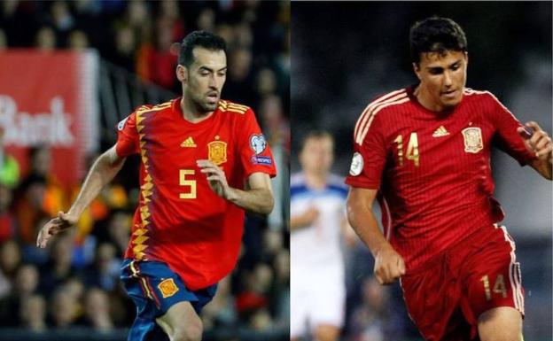 Busquets y Rodrigo, con la selección española.