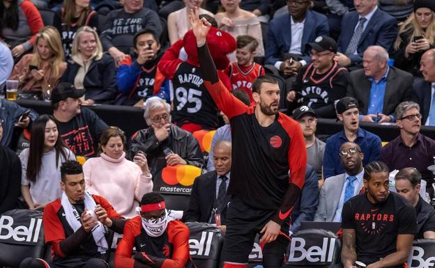 Marc Gasol celebra un triple. 