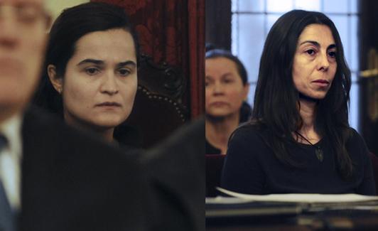 Triana, Montserrat y Raquel, durante la celebración del juicio. 