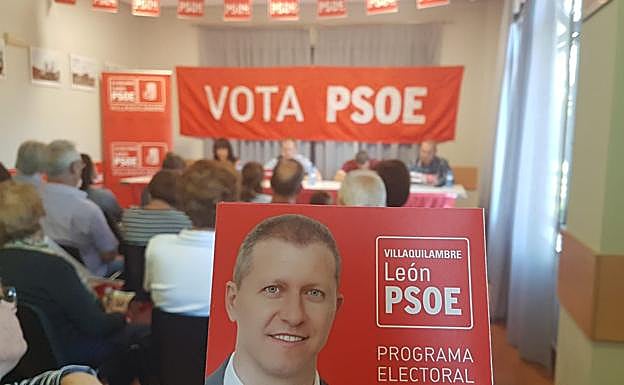 Imagen del acto electoral realizado por el candidato en Villaquilambre.