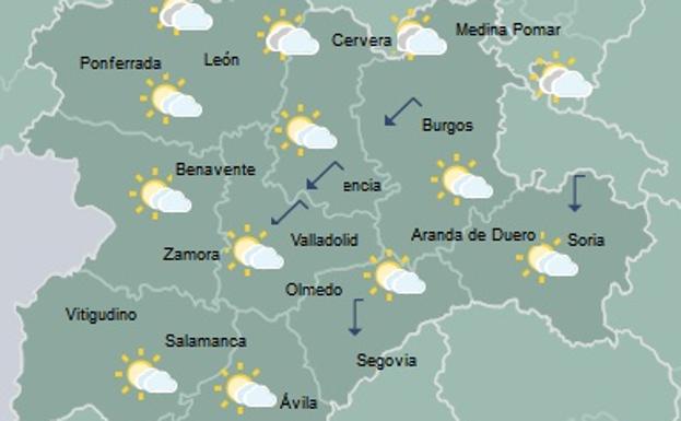 Mapa de la previsión meteorológica para hoy lunes. 