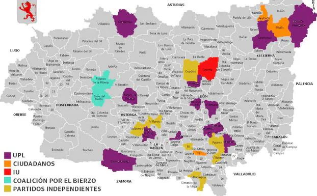 Mapa de la provincia con los municipios no ganados por el bipartidismo.