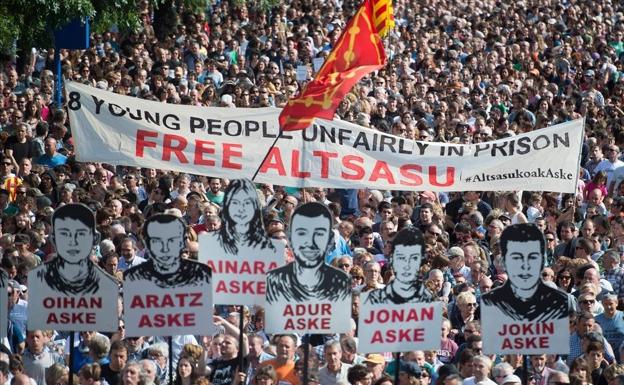 Manifestación en Pamplona en protesta por la sentencia del caso Alsasua. 