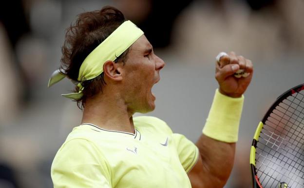 Nadal celebra un punto. 