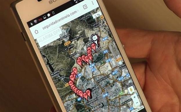 VIsta de la APP que ofrece el seguimiento del sistema de localización